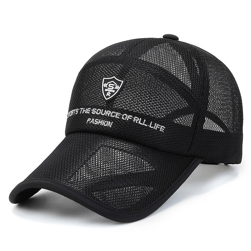 Black mesh embroidery baseball cap for men and women, adjustable and casual style, SF0768